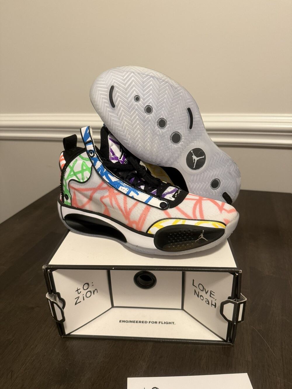 Nike Jordan XXXIV 34 Zion Williamson PE size 9m Noah Coloring Book. DA1897-100.